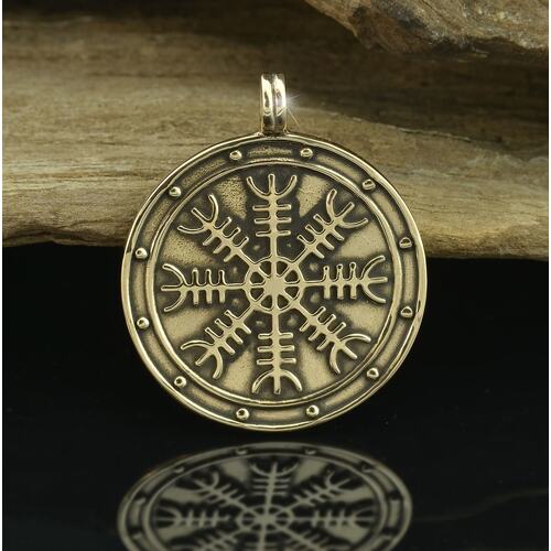 AEGISHJALMUR PENDANT - Helm of Awe, Icelandic Magical Rune - Bronze