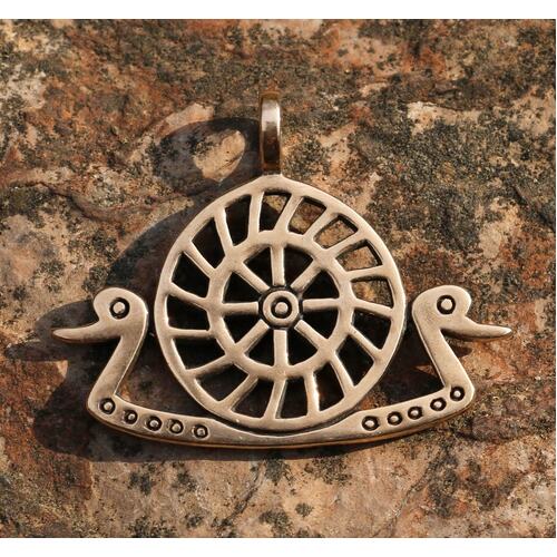 SWAN SHIP WITH SUN PENDANT - Bronze Age - Bronze