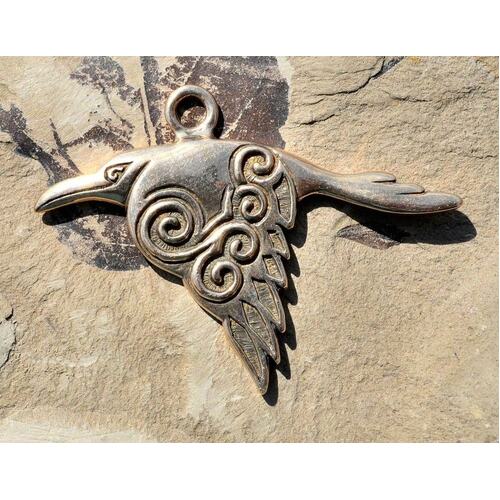 CORVUS PENDANT - Celtic Crow - Bronze