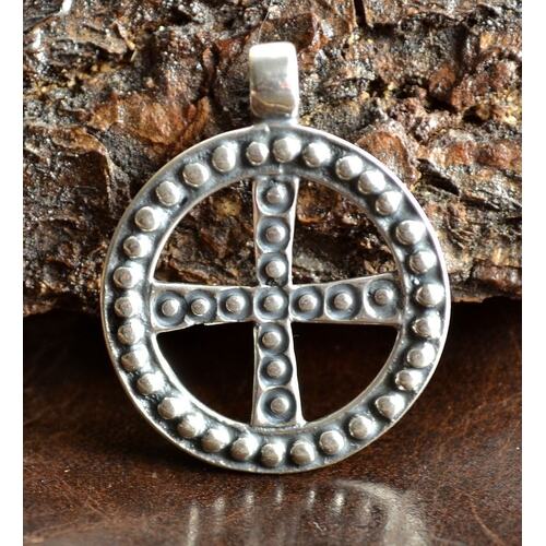 SLAVIC SOLAR CROSS PENDANT - Empire of Great Moravia - Sterling Silver