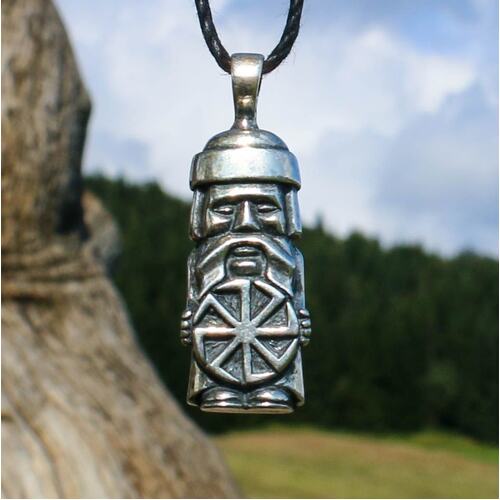 DOMOVOI PENDANT - Protector with Kolovrat - Sterling Silver